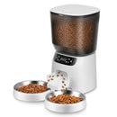 Automatic Cat Feeders for Two Cats, 5L/20 Cups Double Automatic Cat Food Dispenser with 2 Stainless Bowls, Timer Setting 20 Portions 6 Meals Per Day, 10s Meal Call (Black)