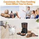Automatic Cat Feeders for Two Cats, 5L/20 Cups Double Automatic Cat Food Dispenser with 2 Stainless Bowls, Timer Setting 20 Portions 6 Meals Per Day, 10s Meal Call (Black)