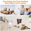 Automatic Cat Feeders for Two Cats, 5L/20 Cups Double Automatic Cat Food Dispenser with 2 Stainless Bowls, Timer Setting 20 Portions 6 Meals Per Day, 10s Meal Call (Black)