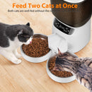 Automatic Cat Feeders for Two Cats, 5L/20 Cups Double Automatic Cat Food Dispenser with 2 Stainless Bowls, Timer Setting 20 Portions 6 Meals Per Day, 10s Meal Call (Black)